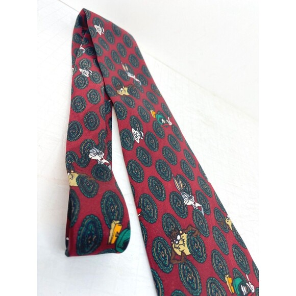 Vintage Looney Tunes Mania Men’s Necktie Paisley Print 1994 ￼Taz Bugs Bunny Ect - Picture 3 of 10